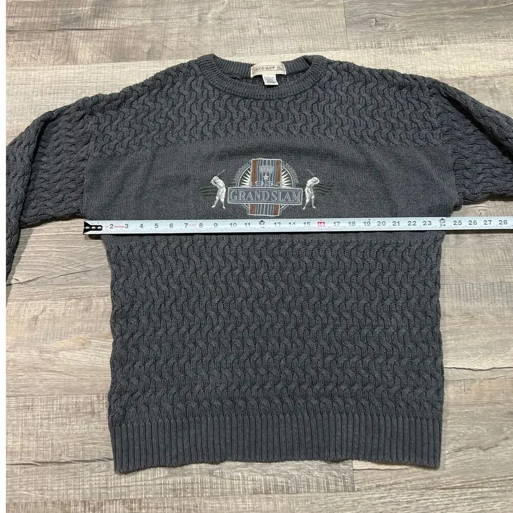 Grand Slam VTG Munsingwear Golf Crew Neck 3D Knit Sweater Mens Large Graphic